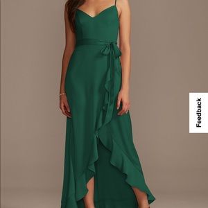 SPAGHETTI STRAP CREPE RUFFLE BRIDESMAID DRESS
F20208